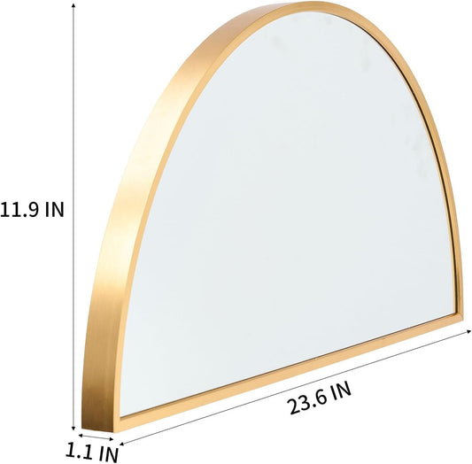 Artistic Half Circle Mirror Decor - Elegant Half Moon Mirrors for Wall Features, Chic Living Room Bathroom Mirror & Mount Mirror for Kids Room - Perfect Touch for Stylish Interiors(Gold)